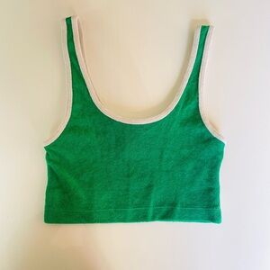 Green Tank Top with White Trim
